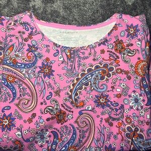 Talbots Pink Paisley Short Sleeve Floral Top